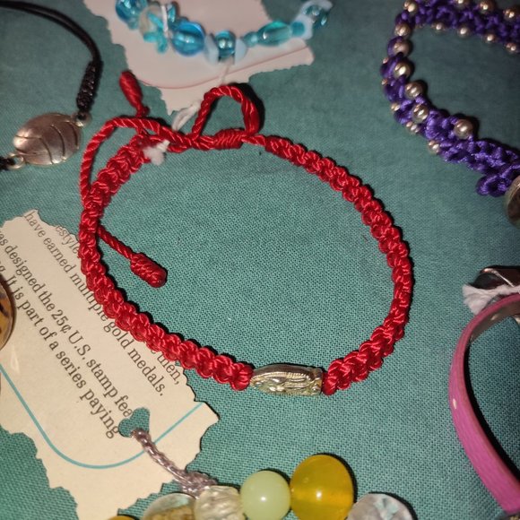 Bundle 7 Bracelets Leopard Print Yellow Blue Red Purple Pink elastic girl Teen - Picture 4 of 9